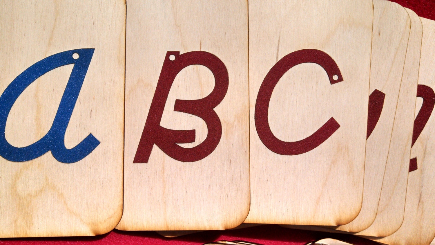 Uppercase Cursive Sandpaper Letters on Birch Wood