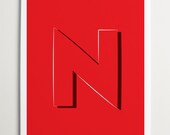 Wall Art, Nursery Wall Art, Alphabet Print, Alphabet Art, Nursery Print, Modernpop, Letter "N" - 8" x 10"