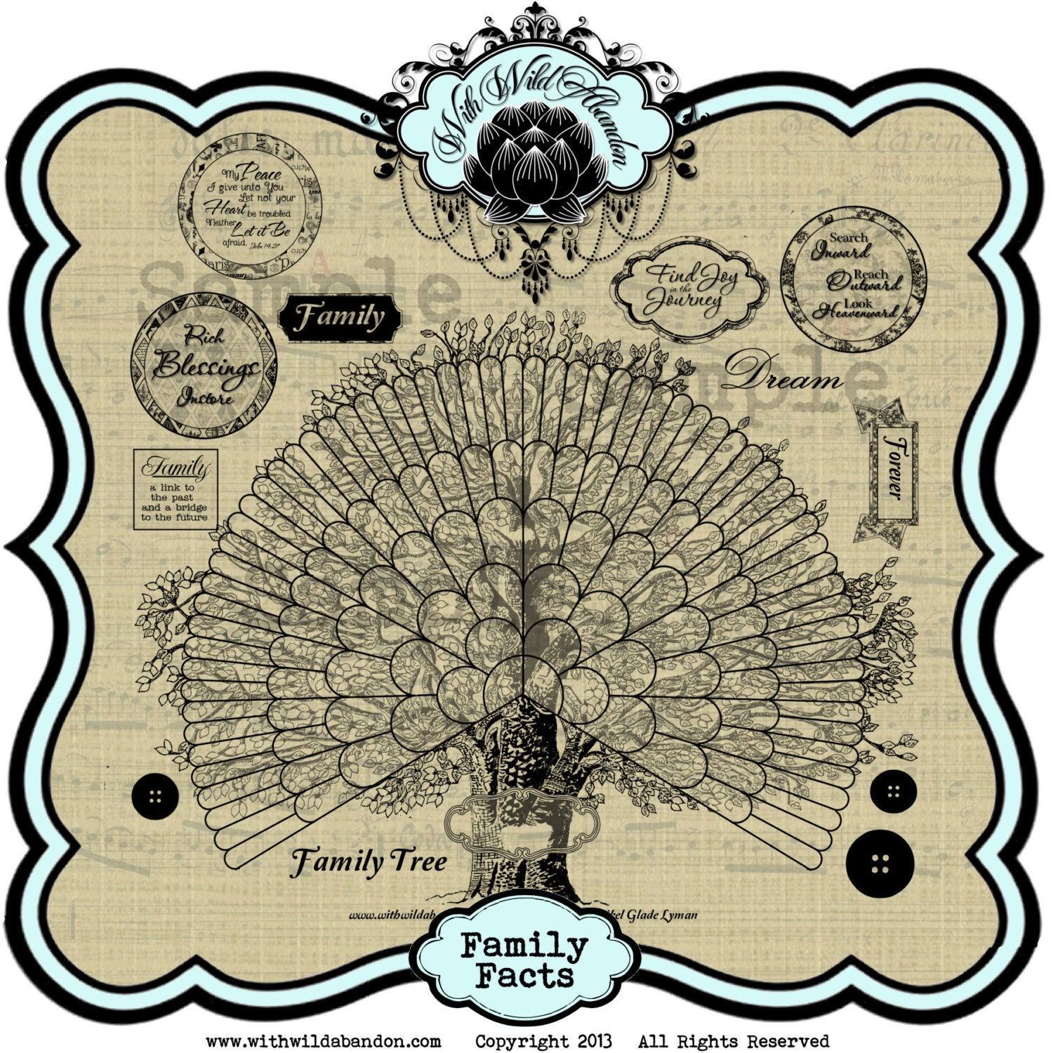 Family Journal Prompt Tags Collage Sheet, Digital Stamp or Photoshop Brush for Scrapbooking and Journaling