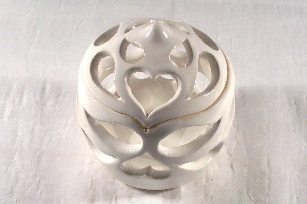 hand carved ceramic candle holder