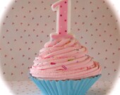 Fake Cupcake "First Birthday Boy or Girl Jumbo Cupcake Collection" Your Choice Cupcake Liner, Frosting, Candle Perfect Birthday Photo Props