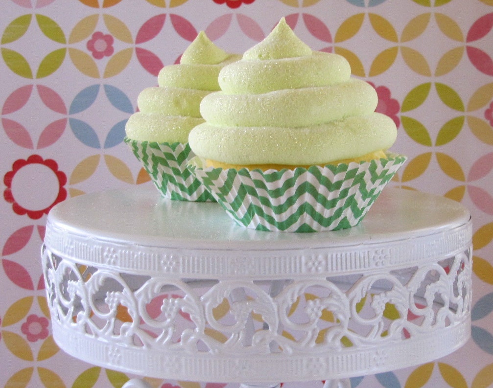 Fake Cupcake "Candy Land Chevron Collection" 1 Lime Green Standard Cupcake Original 12Legs Design Fab Photo Shoot Props/ Party Decor