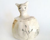 Chimerical Jar - hand built warm white pinch pot