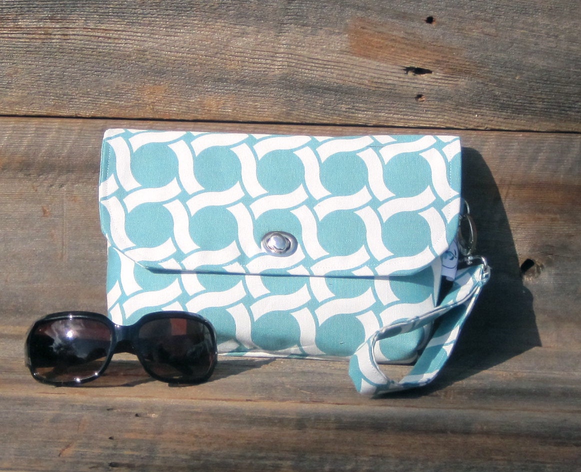 Eco Friendly Cute Clutch in Organic Circles in Turquoise