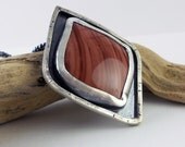 xX ON SALE Xx Sterling silver necklace with Imperial jasper cabochon hallmarked  - Fortress -