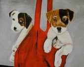 Two Jack Russell Terriers Original Acrylic Painting On Canvas