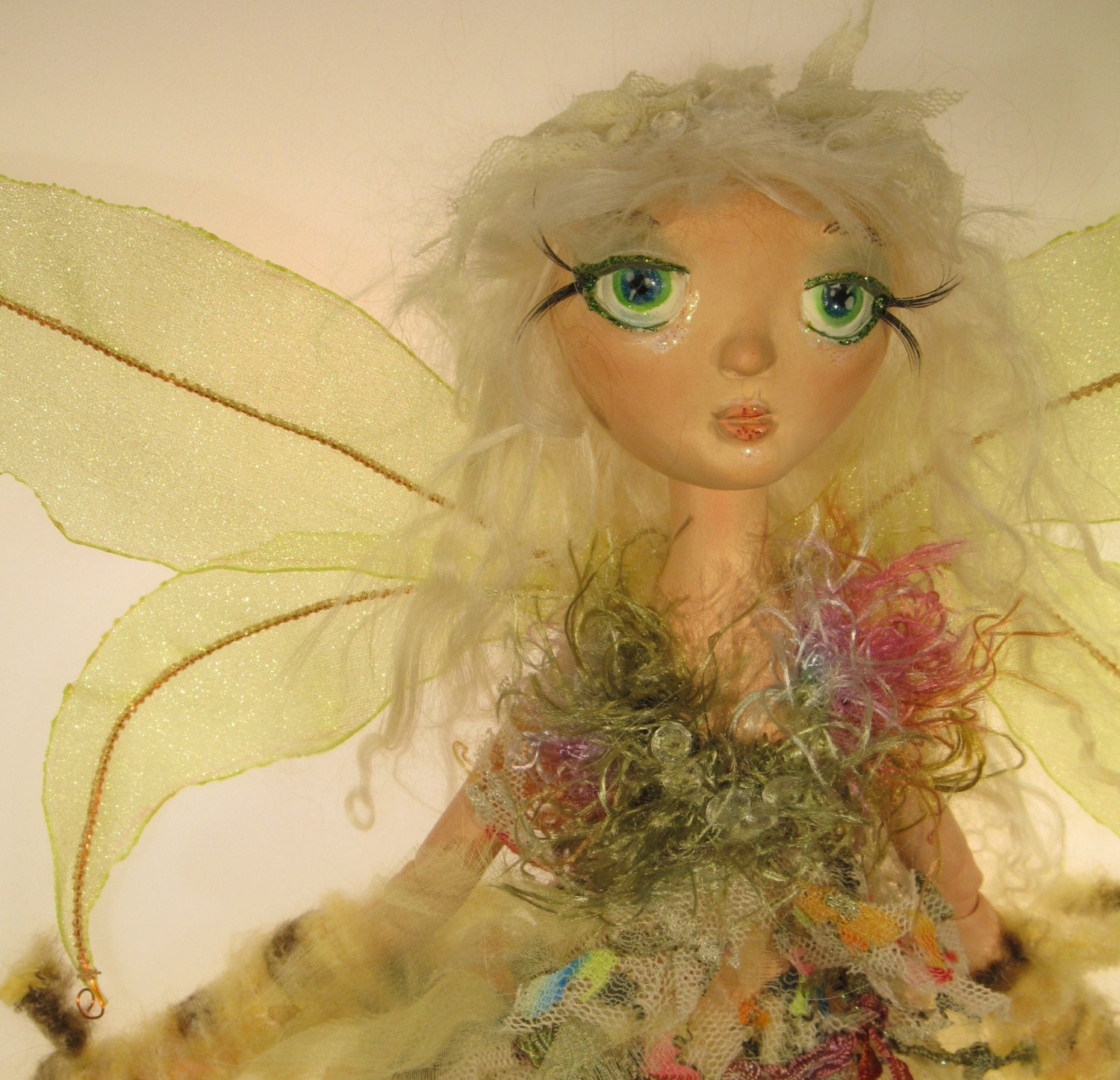 DREIS a Field Fairy, OOAK paper clay ball jointed doll, handmade fairy