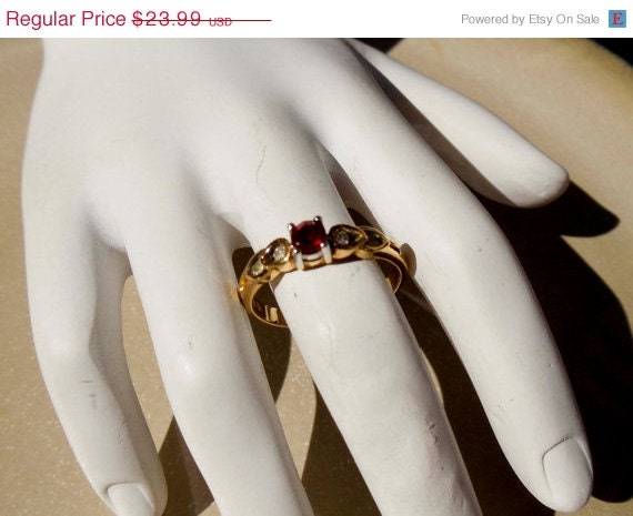 Summer Sale Vintage 14K GF Ruby ring engagement ring size 9