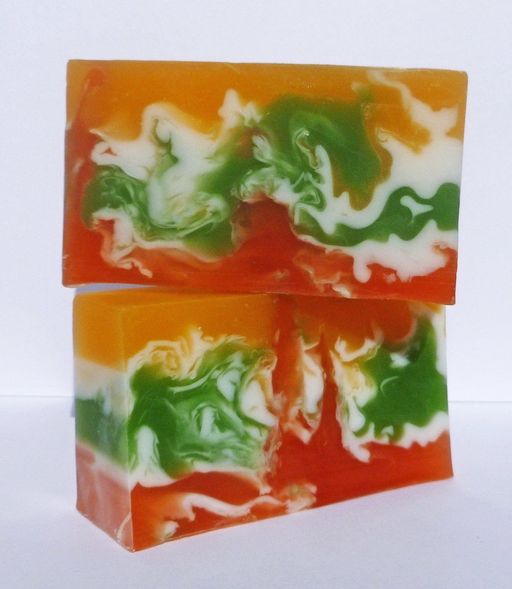 Handmade soap, pineapple cilantro scented, vegan 4 oz.