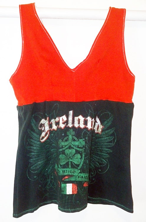 Irish womens sleeveless top PLUS SIZE Upcycled 14 16 bust 36 38 40