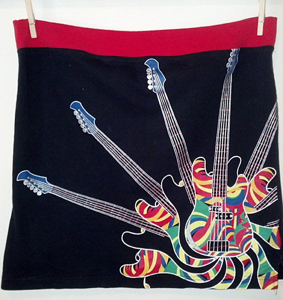 upcycled COOGI guitars women's skirt Plus Size XL/XXL waist 42