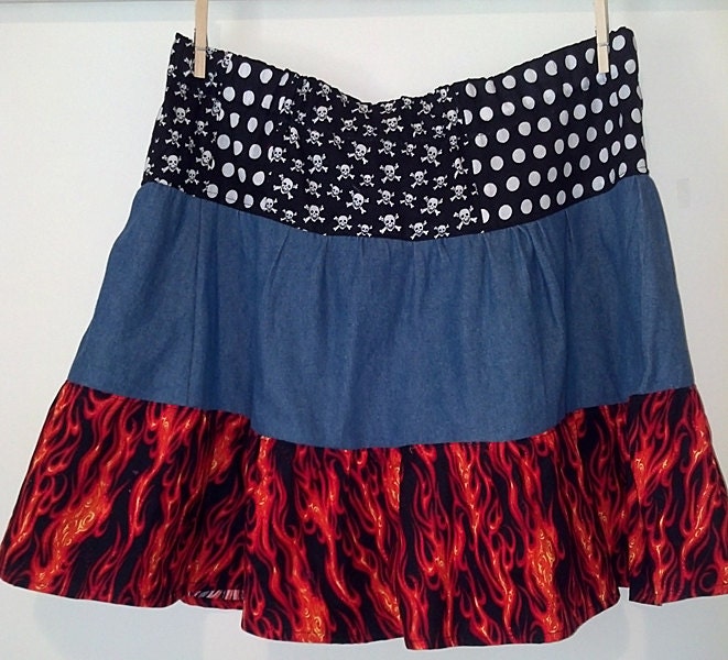 Womens Plus Size rock and roll tiered skirt 2x 3x waist 36 38 40 42