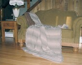 Hand Knit Ombre Alpaca Wool Blend Blanket / Afghan / Throw