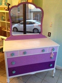 Purple Lavandar Color Blocked Dresser