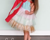 Tiered princess dress- Cotton and Tulle Dress in Pink, Mint, and Gold - sizes 6-12mo, 18-24mo, 2T, 3T, 4T, 5/6 - larger sizes available