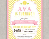 Pink Lemonade Birthday Invitation