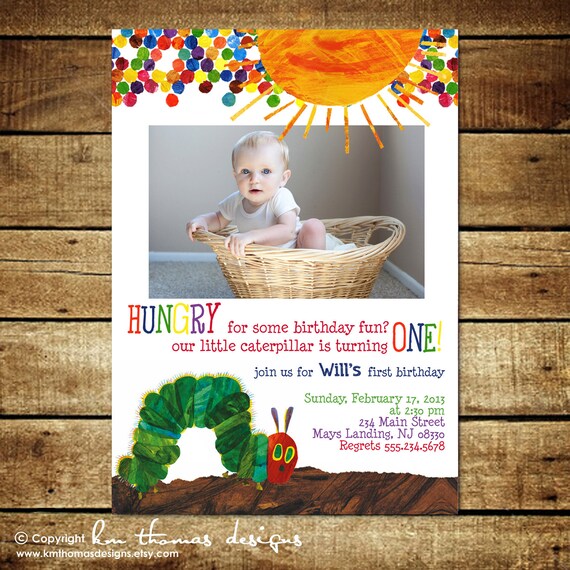 A Very Hungry CATERPILLAR...Custom Printable Birthday Invitations...by KM Thomas Designs Il_570xn