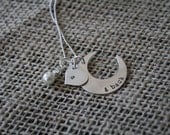 Hand Stamped Sterling Silver Moon Necklace