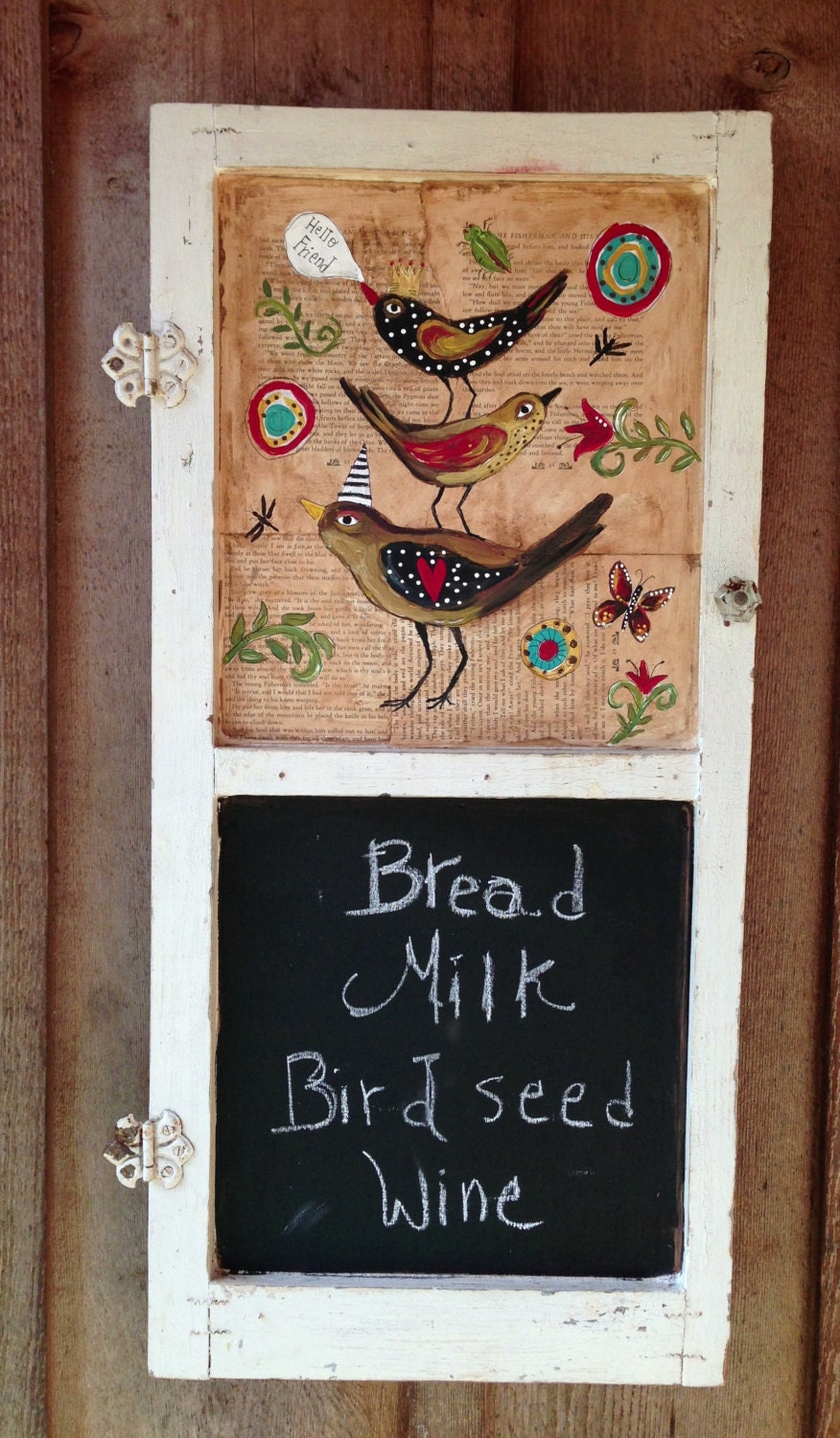 Chalk Board and Mixed Media on a Vintage Cabinet