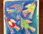 Flying Birds Modern Folk on Reclaimed Wood