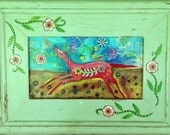 Pink Pony Modern Folk in Rustic Frame