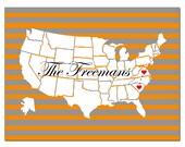 Personalized Relocation State Map - 8x10 Custom Print - Housewarming Gift, Anniversary, Wedding