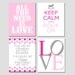 Nursery Art Quad - Set of Four 8x10 Prints - All You Need Is Love, Keep Calm and Rock On, You Are My Sunshine, LOVE - Choose Your Colors