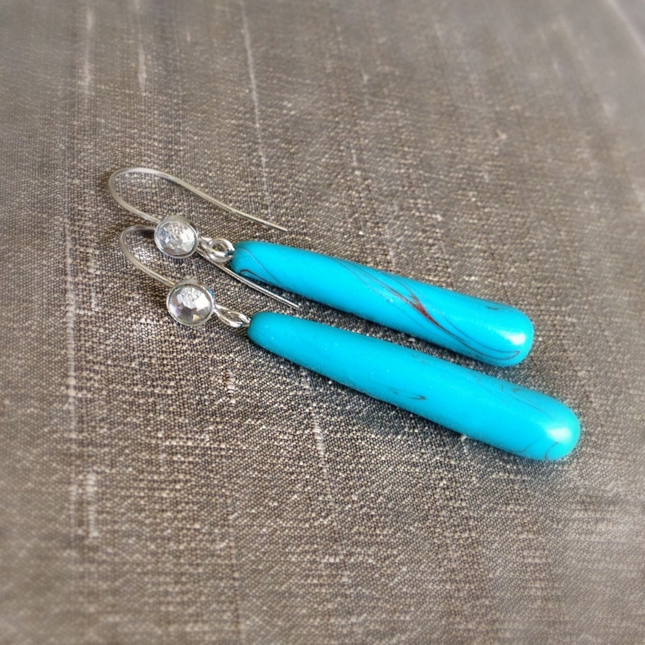 Turquoise Earring. Polymer Clay. Drop Earring. Faux. Chic. Romantic. Summer. Handmade. Bridesmaid Jewelry. Under 20