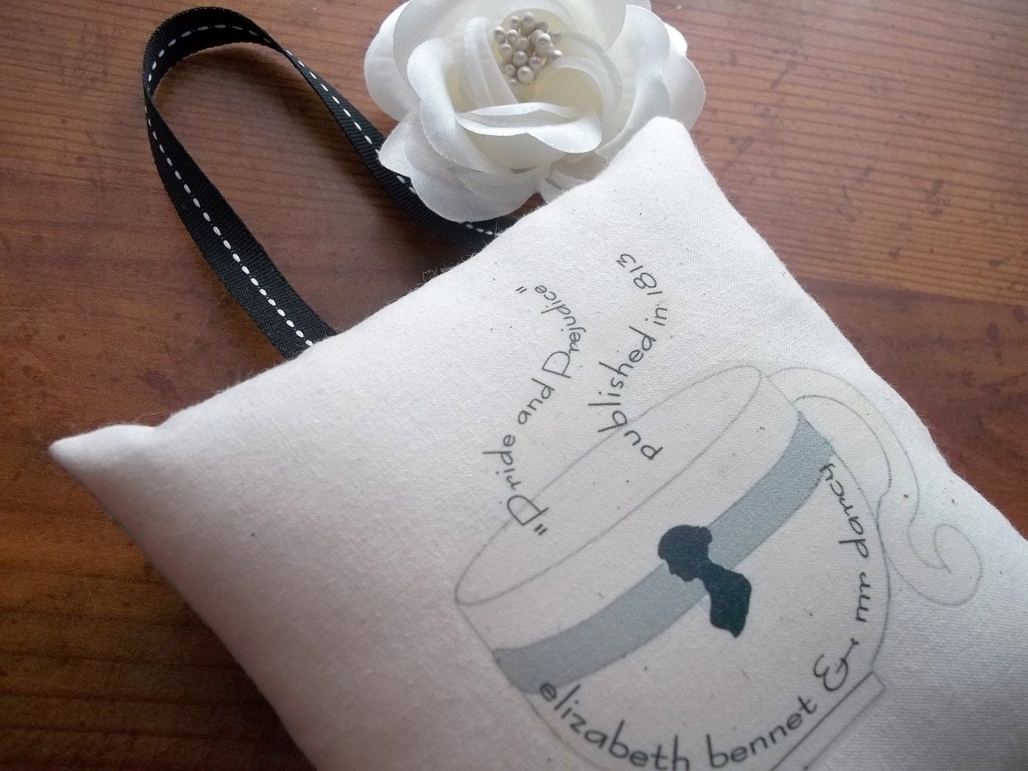 Jane Austen-'Tea With Jane Austen'-Pride and Prejudice Miniature Hanging Pillow