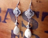 Concho White turquoise antique silver earrings