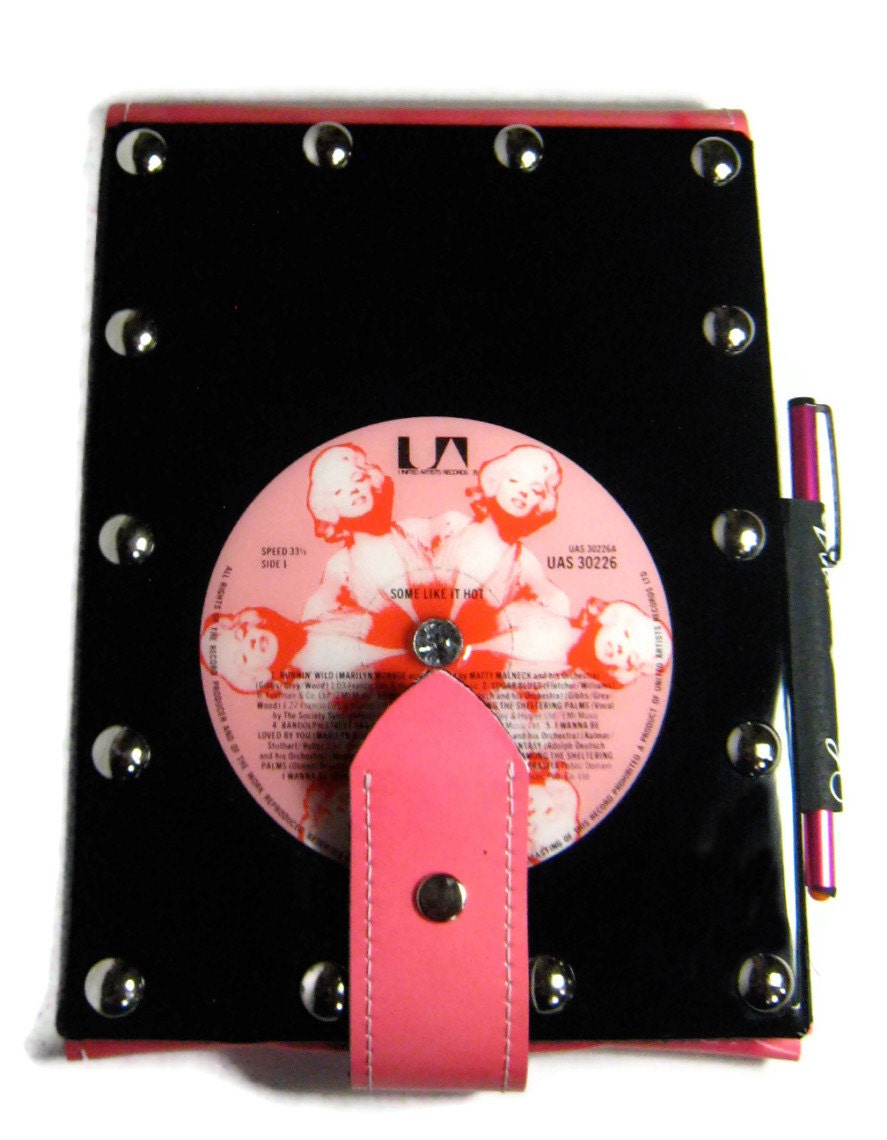 iPad mini Case or Kindle Fire HD , Nook Color Pink Patent Leather upcycled from salvaged record album, Marilyn Monroe fan gift