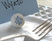 clay SNOWFLAKE Place Card Holder- escort card winter wedding name place holder- set of 10 blue