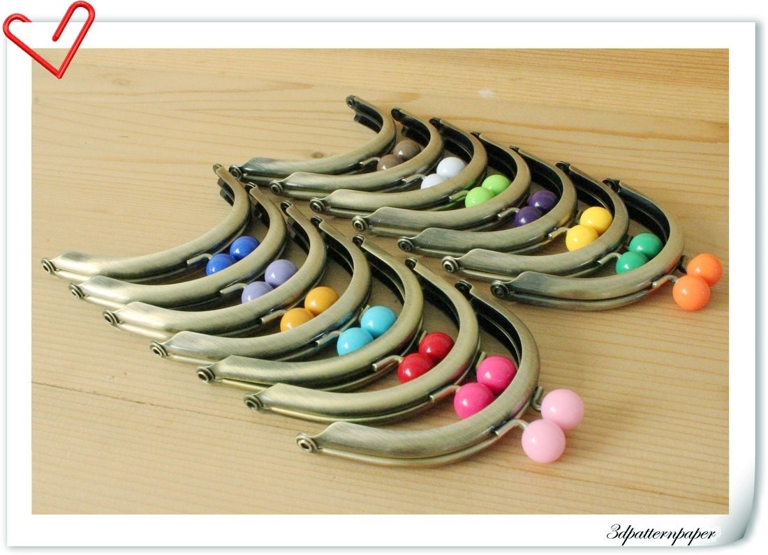 10% off   8CM  New 14 color bobbles  half round Brushed anti bronze purse frames   (purse frame wholesale) AB61-AB74