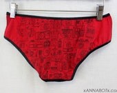 Large - Vintage Cameras - Low Rise Panties Knickers Briefs Underwear - Red Black Print