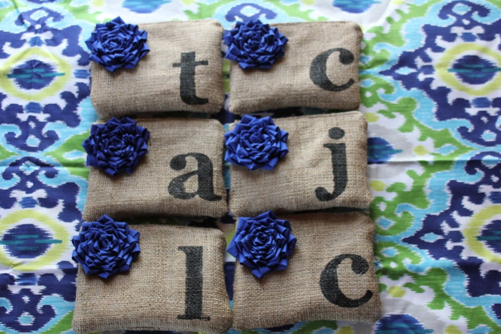 6 Personalized Initial Wedding Clutches with Flowers - Wedding Bag - Bridal Party - You Choose Lining, Flower, and Personalization