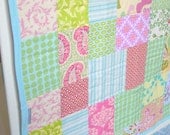 Patchwork Baby Quilt pink and mint - READY TO SHIP
