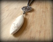 Tribal Large Magnesite Stone Pendant and Celtic Knot Necklace