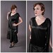Vintage 1920s Dress - Black Silk Charmuese Drop Waist Flapper Evening Dress Size XL