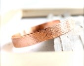 Plaid Crosshatch Skinny Copper Cuff Bracelet - Shiny Preppy Modern Fashion