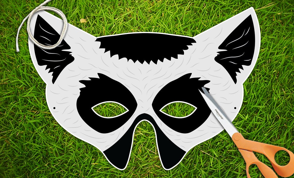 Lemur Halloween Mask, Party Mask, Printable PDF