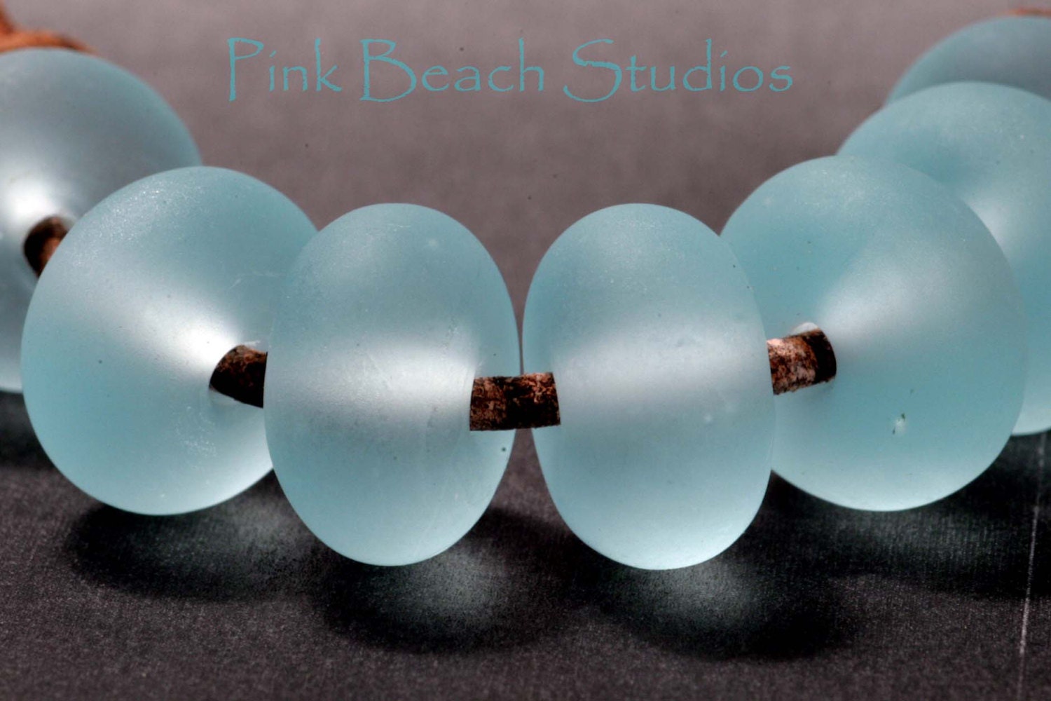 Blue Ice Lampwork Glass Spacer Beads (7 Count) by Pink Beach Studios (D29)
