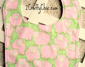 Pink Piggies Flannel Cotton Bib with Velcro Closure for Babies and Toddlers