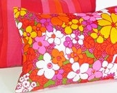 Bold Colorful Pillow, Mod Floral, Decorative Accent Cushion Cover, Neon Bright Colors, Pink Orange Yellow Green Purple, NEW,  Lumbar, 12x18