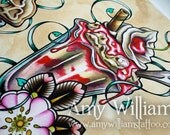 Ice Cream Sundae Tattoo Art  A3  Print