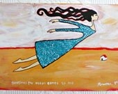 Flying Girl in the Desert, or Sometimes the Ocean Comes to Me, 1/50 limited edition print by Rowena Murillo