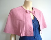 ROSE Handmade Wool Felt Cape with Bow and Flowers Applique