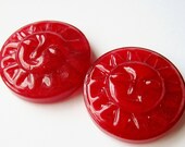 2 Red Sun Glass Gems