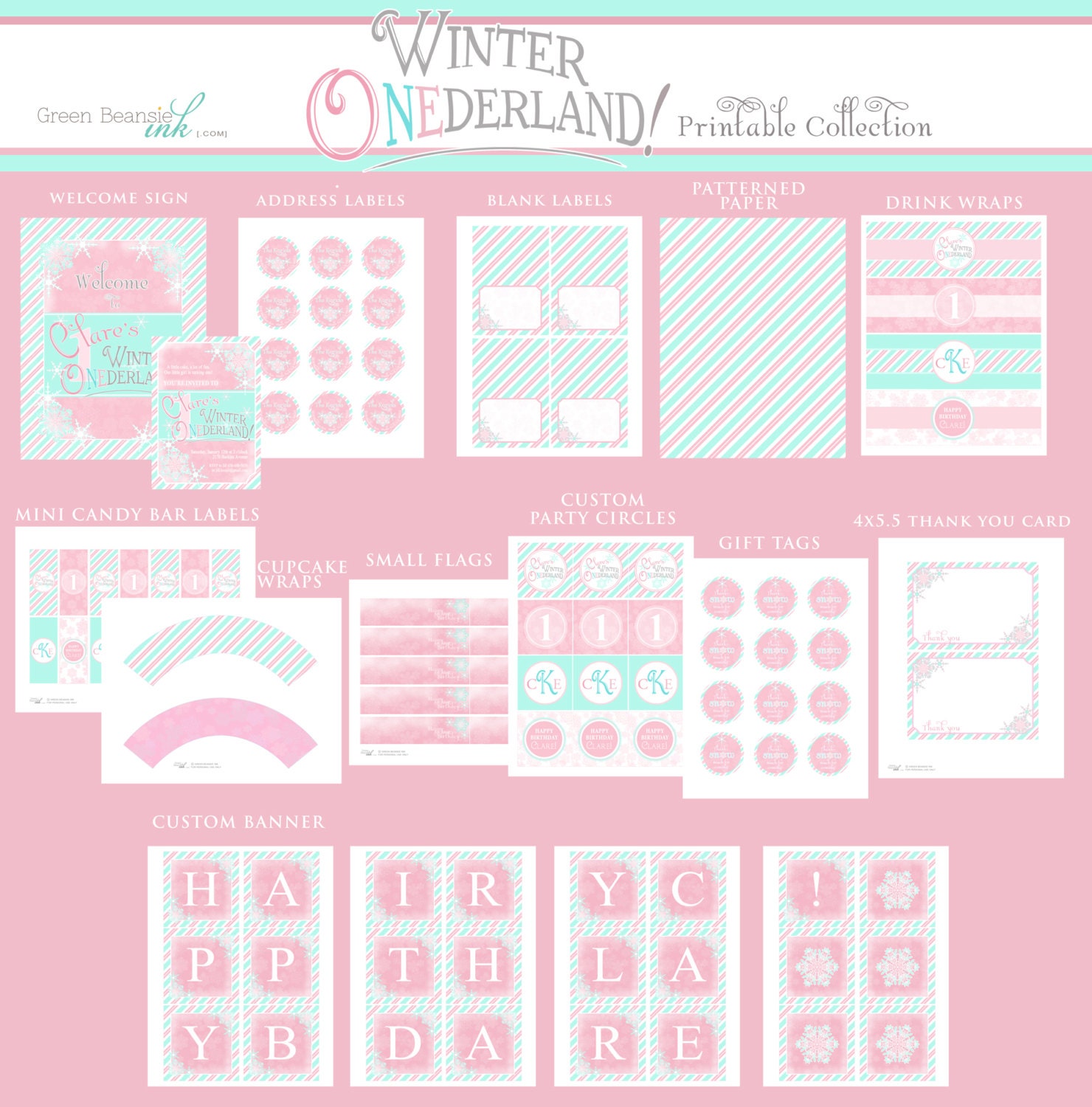 WINTER ONEDERLAND Printable Party Decor Package Il_170x135