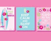 Kids Wall Art- Surf Girl set that goes with Pottery Barn bedding