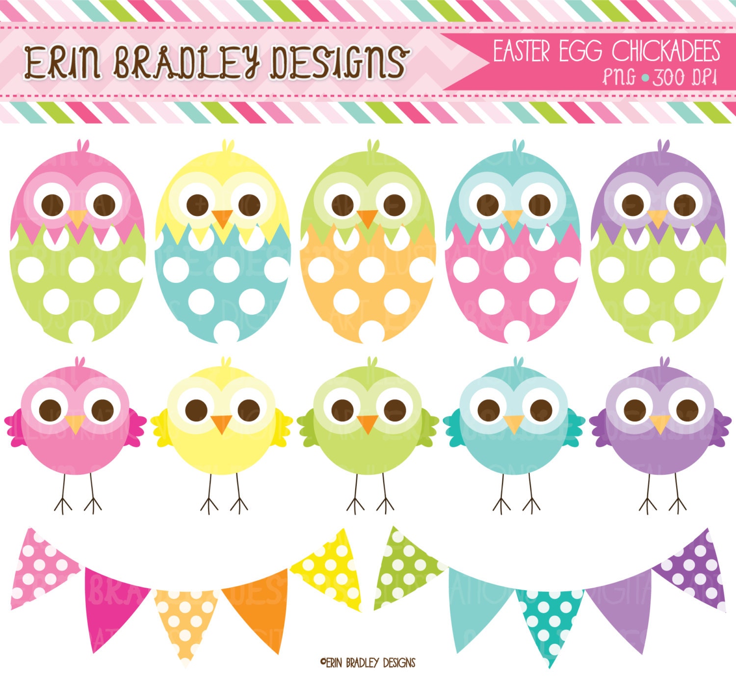 Easter Egg Chickadees Holiday Clipart Set Commercial Use Clip Art Instant Download Il_170x135